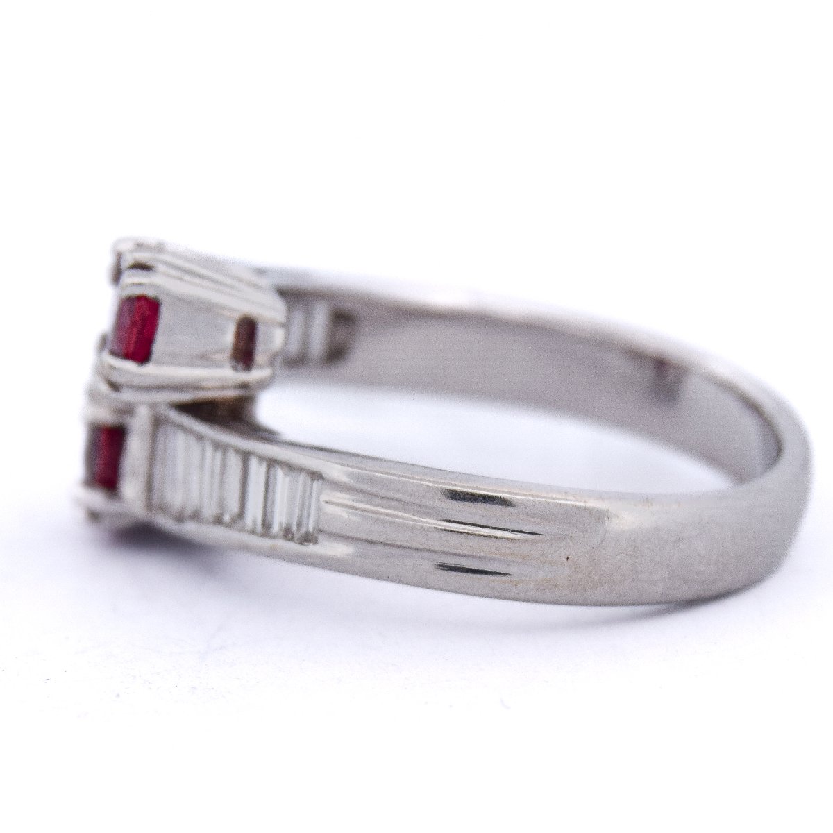 Anello Vintage Oro Bianco 18 kt con Rubini e Diamanti Baguette    AN590 112-403 (00119)-photo-1