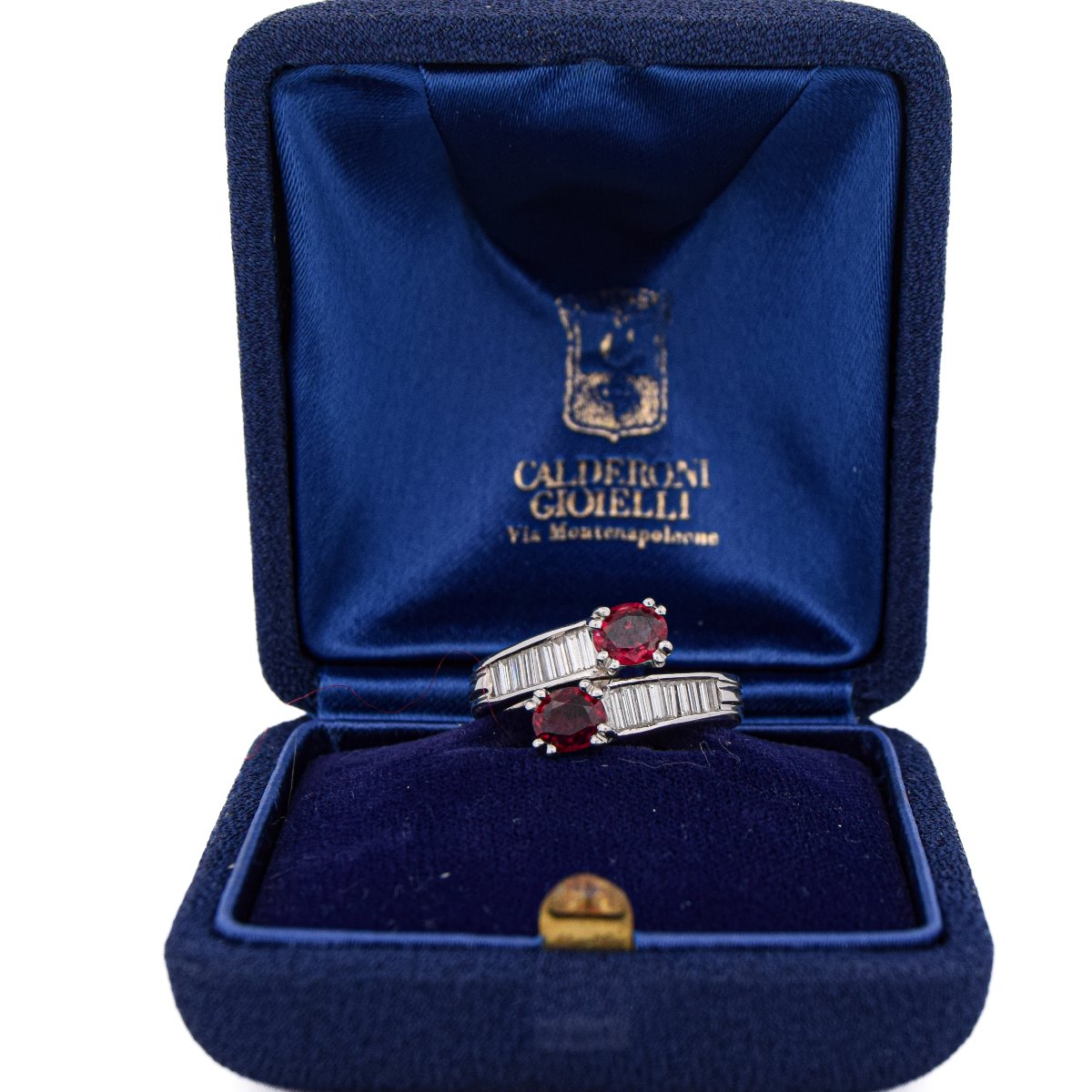 Anello Vintage Oro Bianco 18 kt con Rubini e Diamanti Baguette    AN590 112-403 (00119)-photo-6