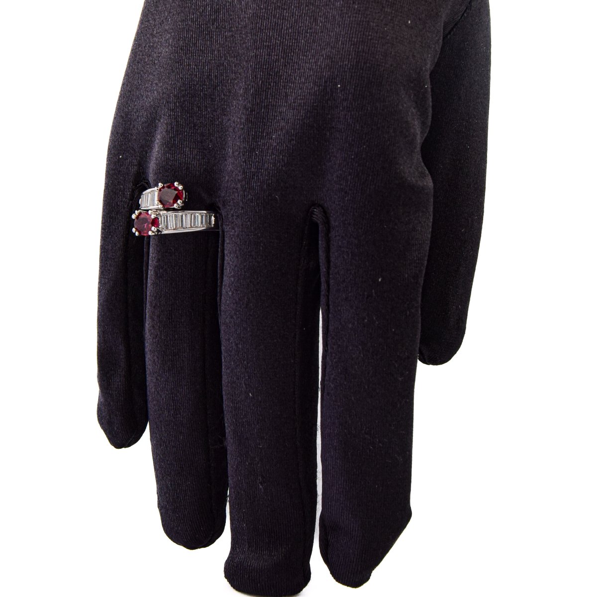 Anello Vintage Oro Bianco 18 kt con Rubini e Diamanti Baguette    AN590 112-403 (00119)-photo-7