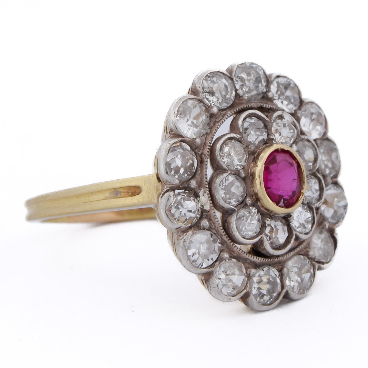 Anello Vittoriano Oro 18 kt Argento Rubino e Diamanti Circa 1890       (AN626)-photo-2