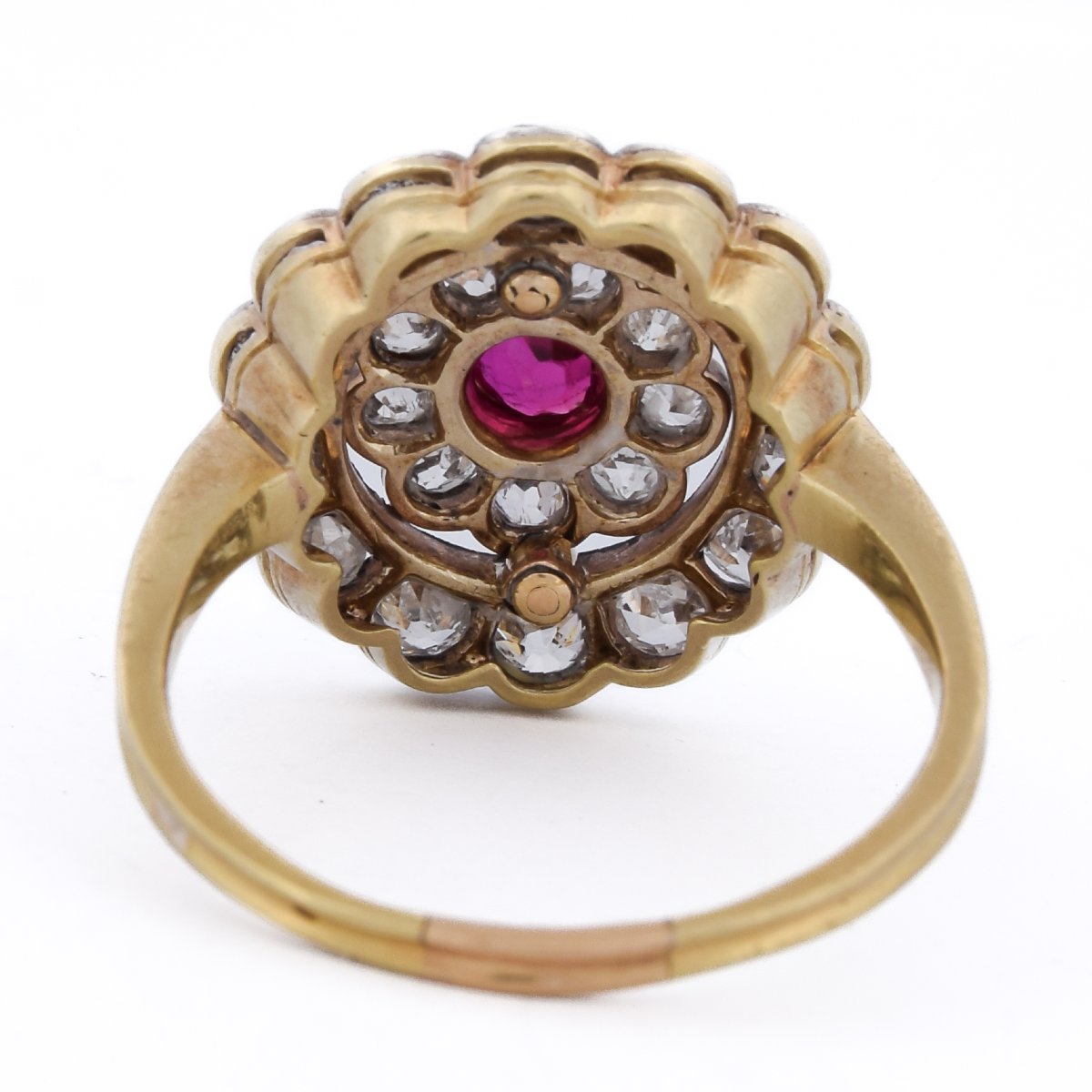 Anello Vittoriano Oro 18 kt Argento Rubino e Diamanti Circa 1890       (AN626)-photo-4