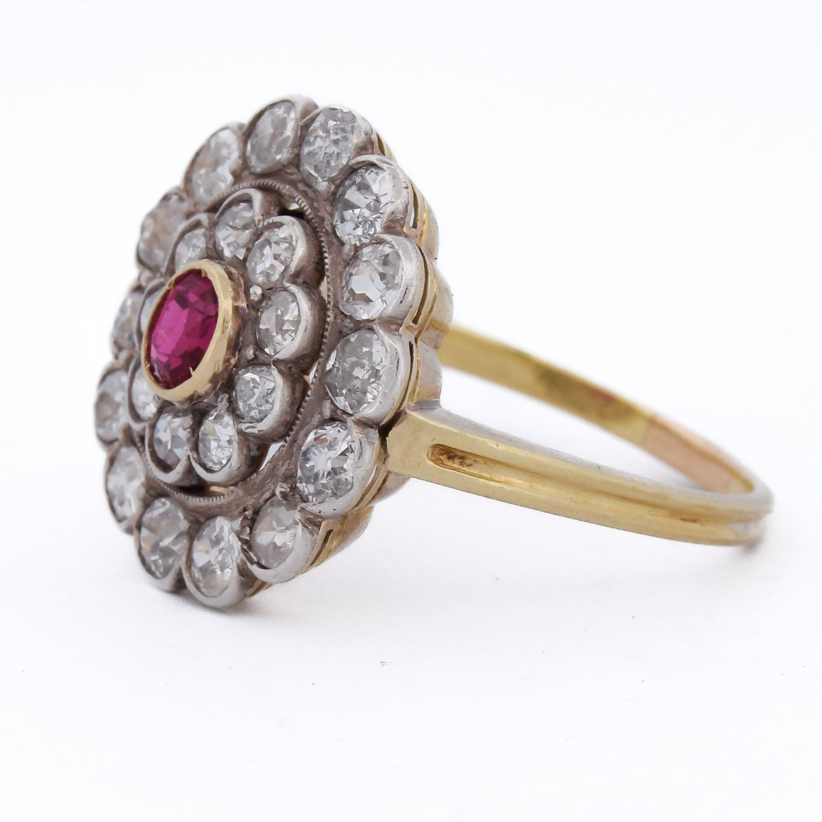 Anello Vittoriano Oro 18 kt Argento Rubino e Diamanti Circa 1890       (AN626)-photo-2