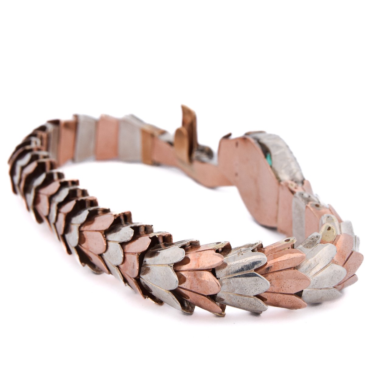 Bracciale Serpente Vintage Oro 9 kt Argento Diamanti e Smeraldi       BR32-photo-4