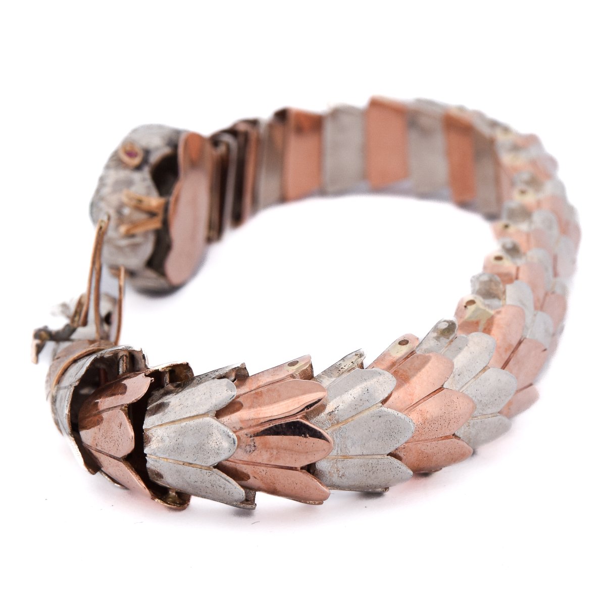 Bracciale Serpente Vintage Oro 9 kt Argento Diamanti e Smeraldi       BR32-photo-2