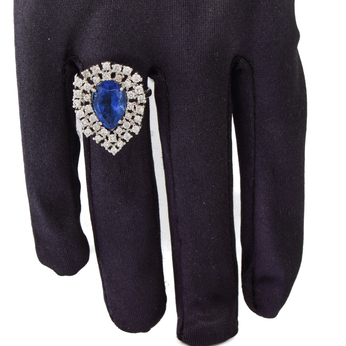 Anello Contemporaneo Oro Bianco 18 kt con Zaffiro 4 ct e Diamanti   AN P8-photo-5