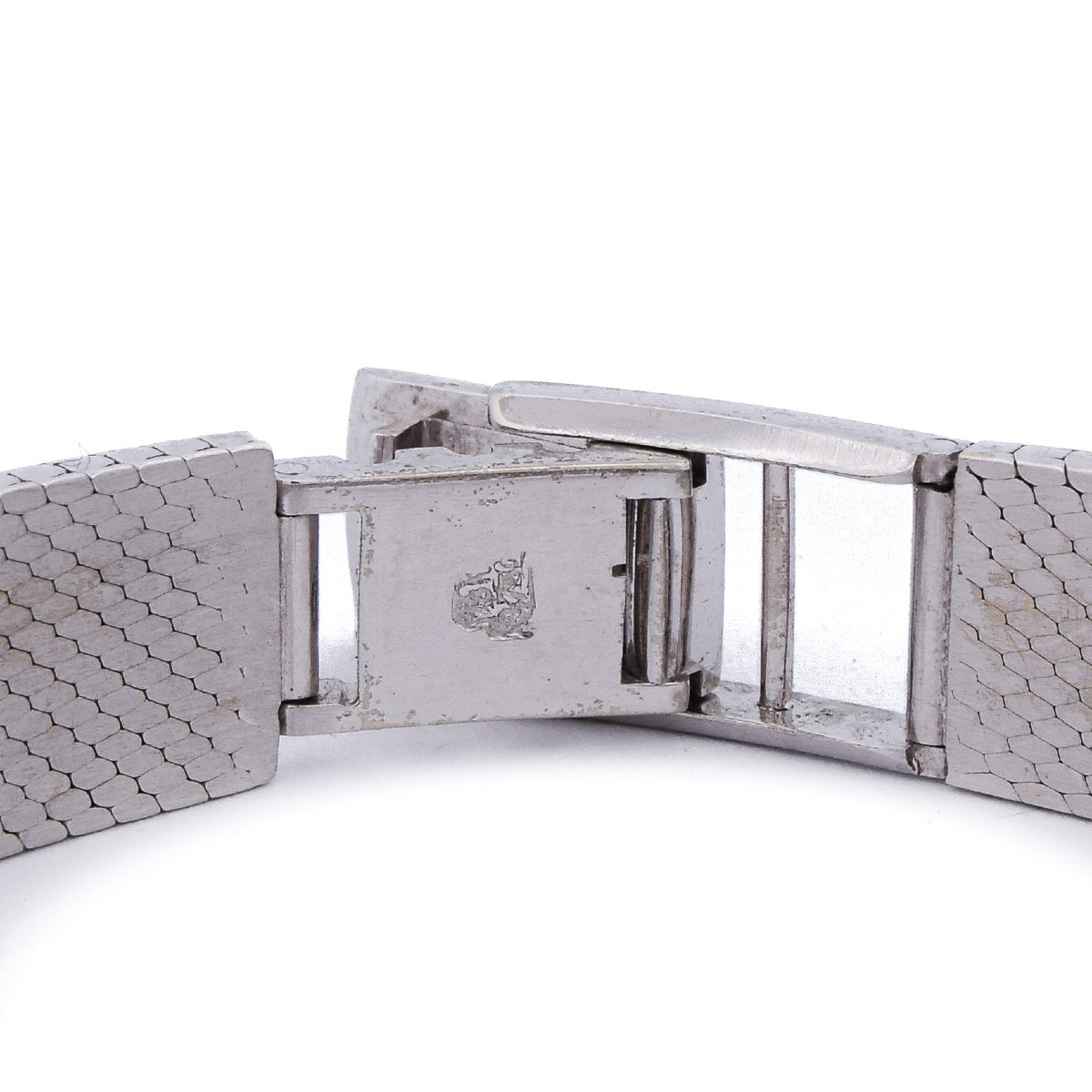 Bracciale orologio vintage in oro bianco 18 carati con diamanti-photo-4