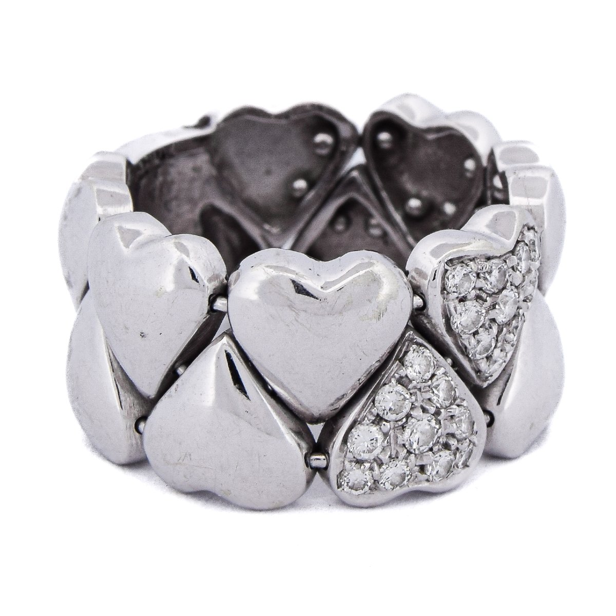 Anello vintage in oro bianco 18 kt con diamanti a motivo cuore   AN432 (00519)-photo-2