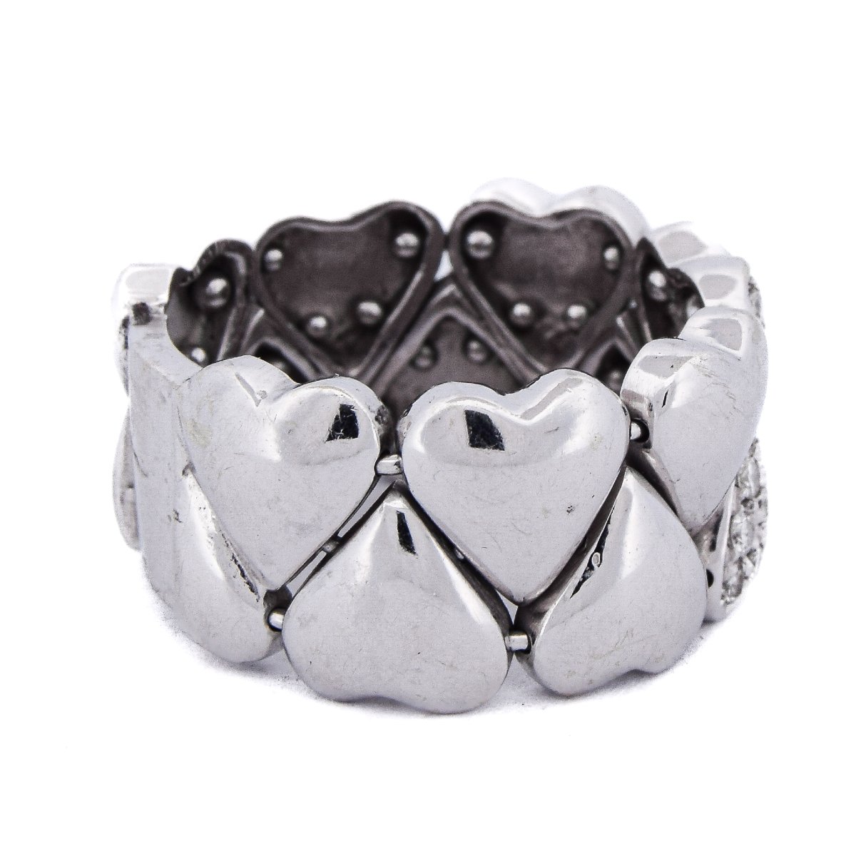 Anello vintage in oro bianco 18 kt con diamanti a motivo cuore   AN432 (00519)-photo-3