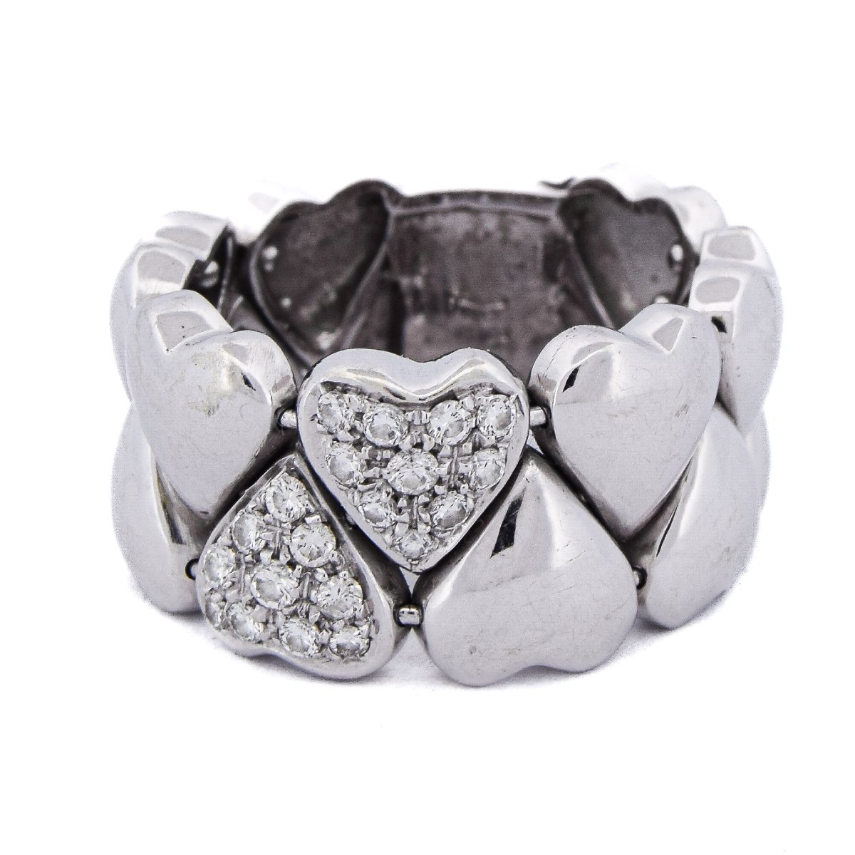 Anello vintage in oro bianco 18 kt con diamanti a motivo cuore   AN432 (00519)-photo-1