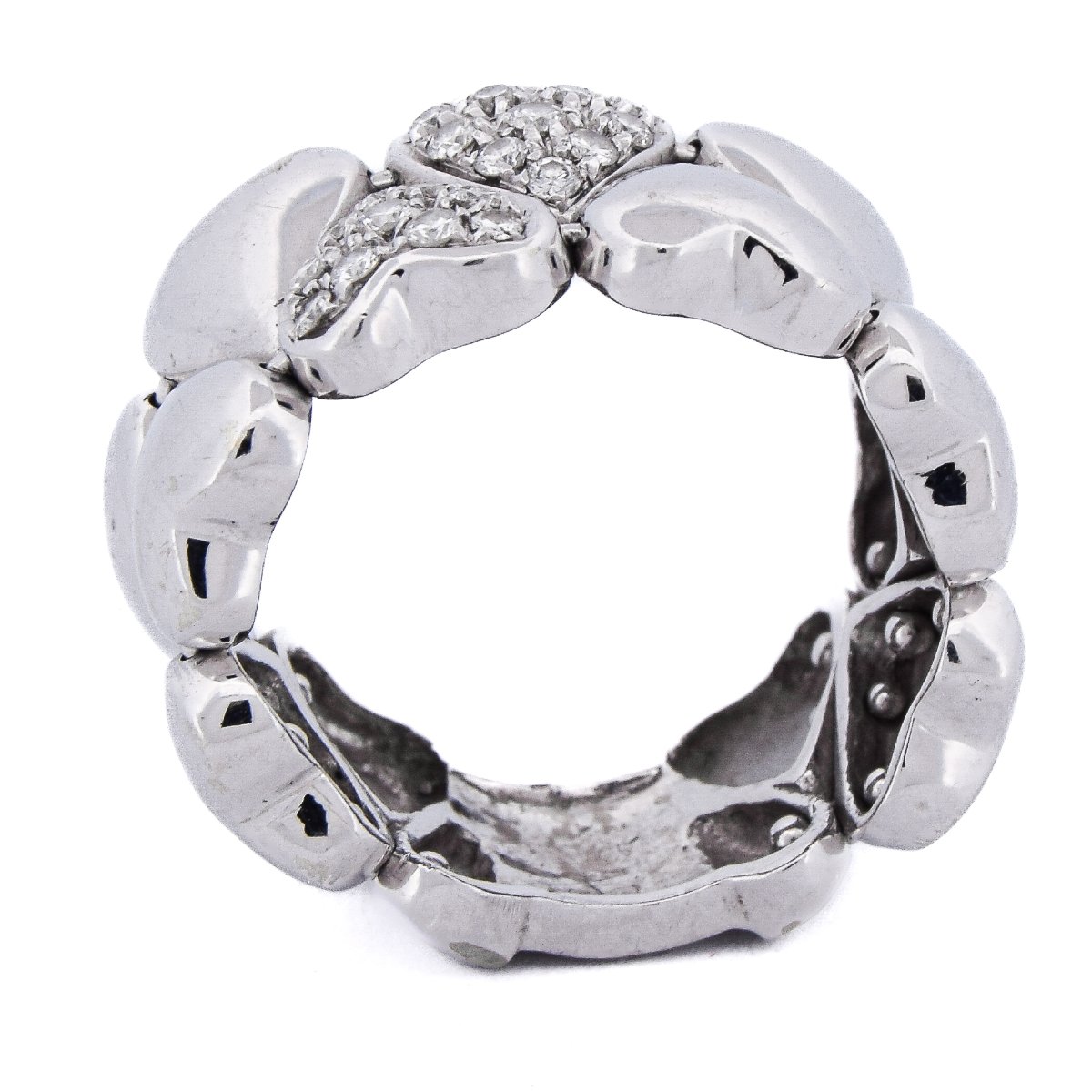 Anello vintage in oro bianco 18 kt con diamanti a motivo cuore   AN432 (00519)-photo-2