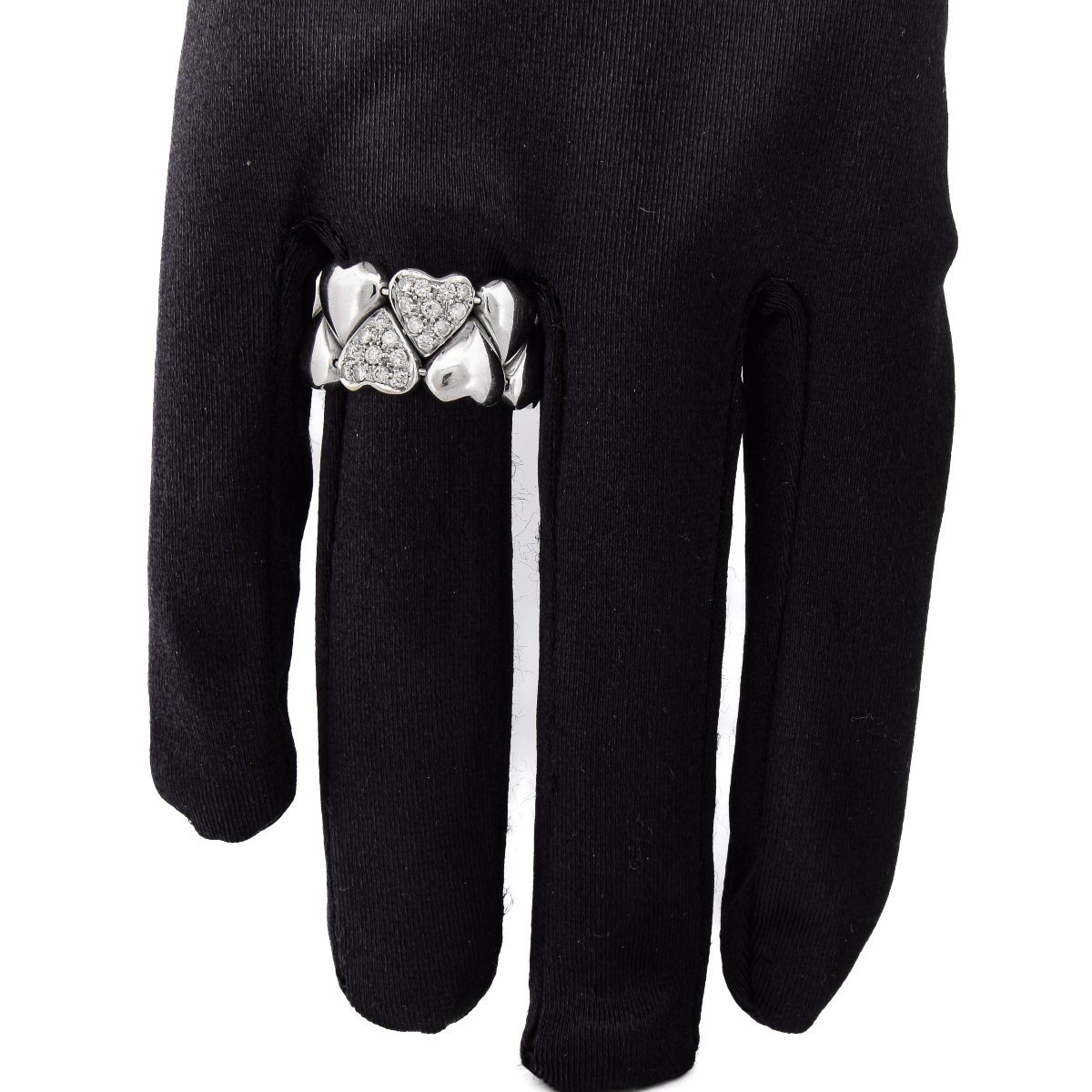 Anello vintage in oro bianco 18 kt con diamanti a motivo cuore   AN432 (00519)-photo-4