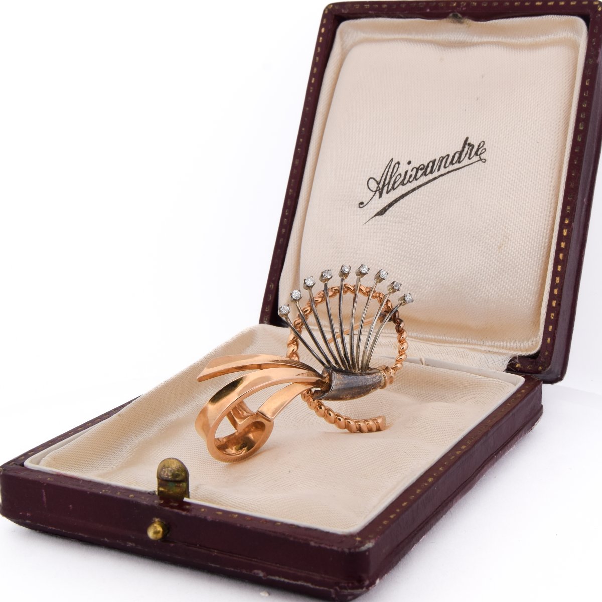 Spilla vintage in oro giallo 18 kt con diamanti       SP23 116-33 (01629)-photo-2