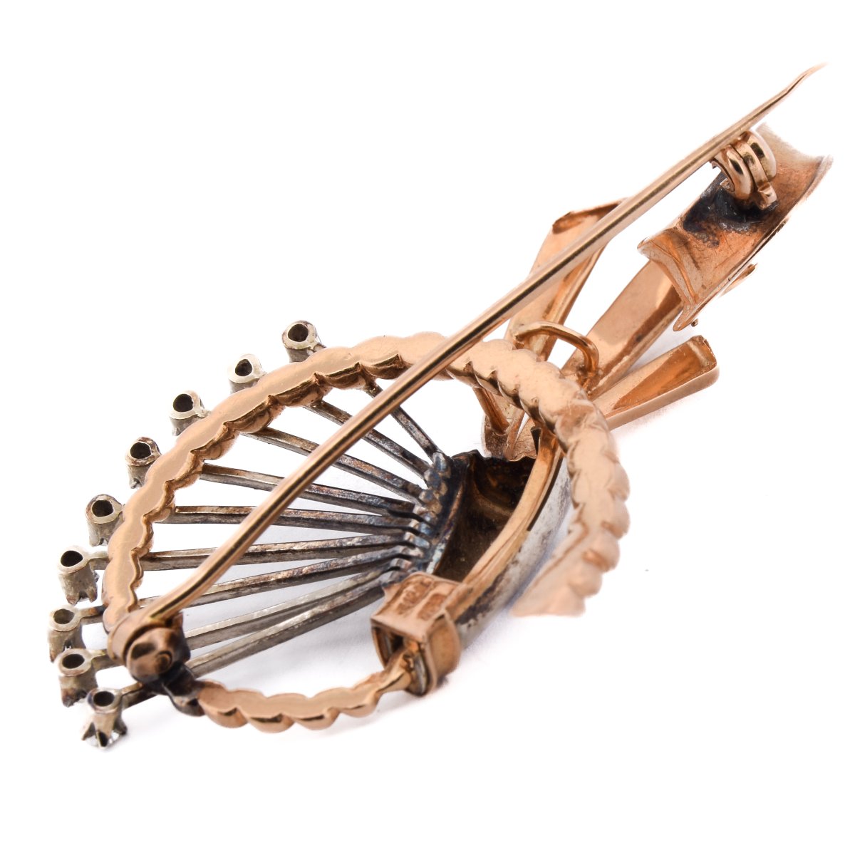 Spilla vintage in oro giallo 18 kt con diamanti       SP23 116-33 (01629)-photo-3