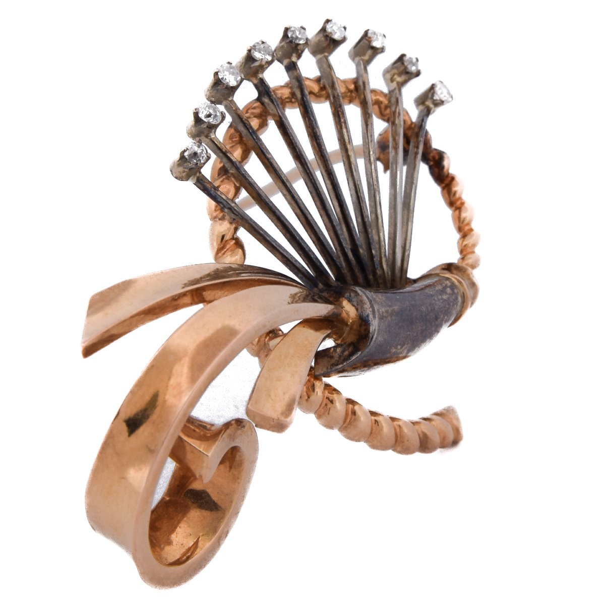 Spilla vintage in oro giallo 18 kt con diamanti       SP23 116-33 (01629)-photo-1