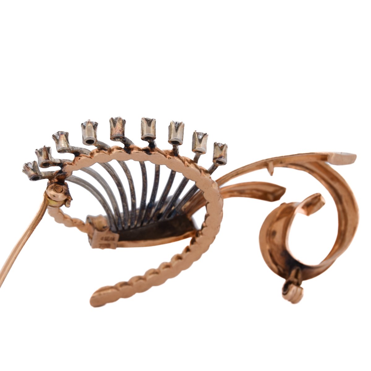 Spilla vintage in oro giallo 18 kt con diamanti       SP23 116-33 (01629)-photo-3