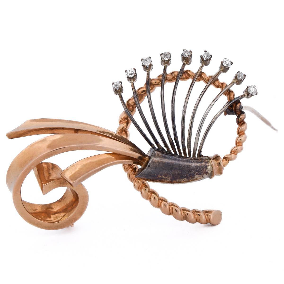 Spilla vintage in oro giallo 18 kt con diamanti       SP23 116-33 (01629)