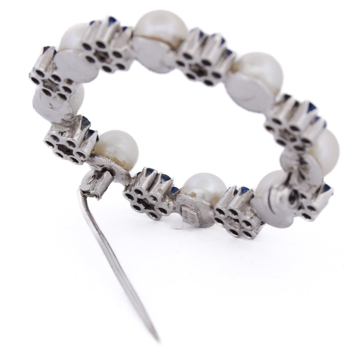 Spilla vintage in oro 18 kt con zaffiri e perle   SP24 116-44 (0379)-photo-3