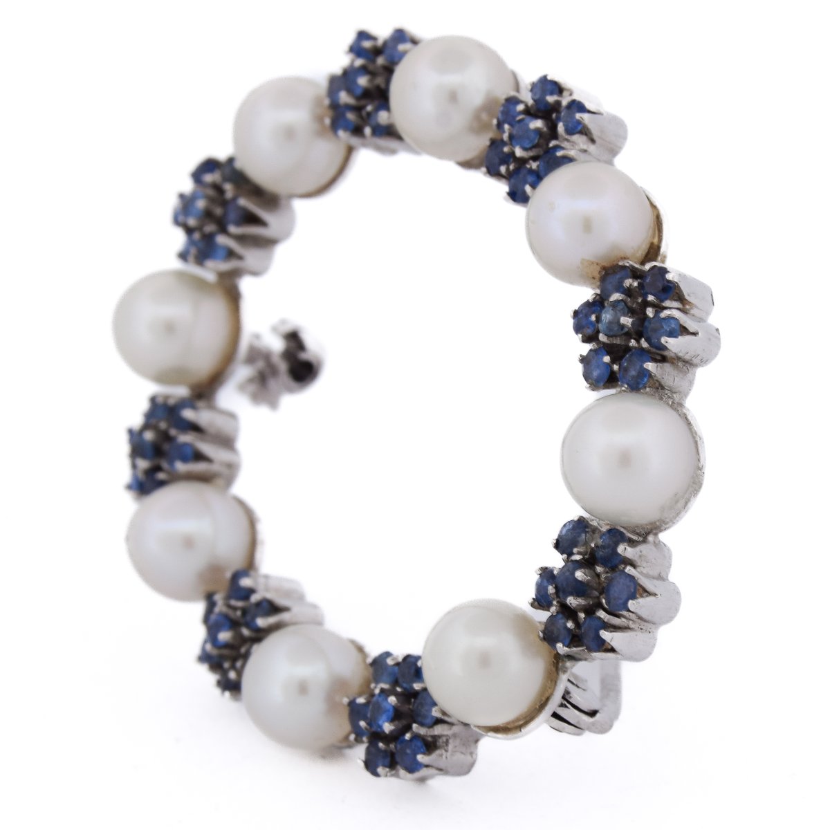 Spilla vintage in oro 18 kt con zaffiri e perle   SP24 116-44 (0379)-photo-1