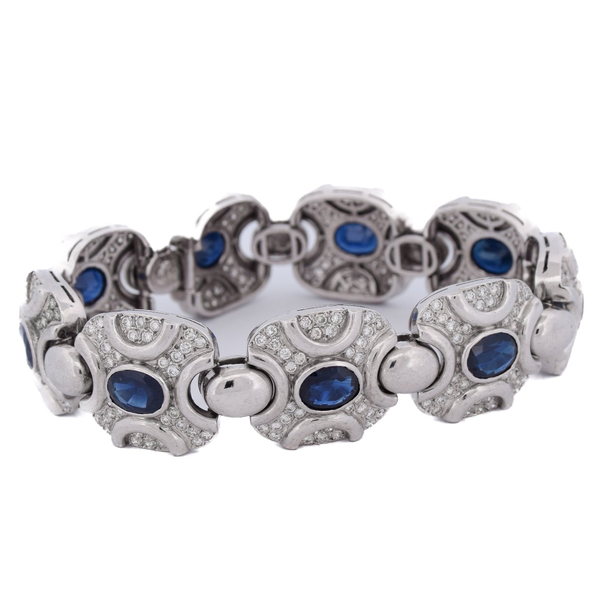 Bracciale vintage in oro 18 kt con zaffiri e diamanti    BR6 (00979)-photo-2