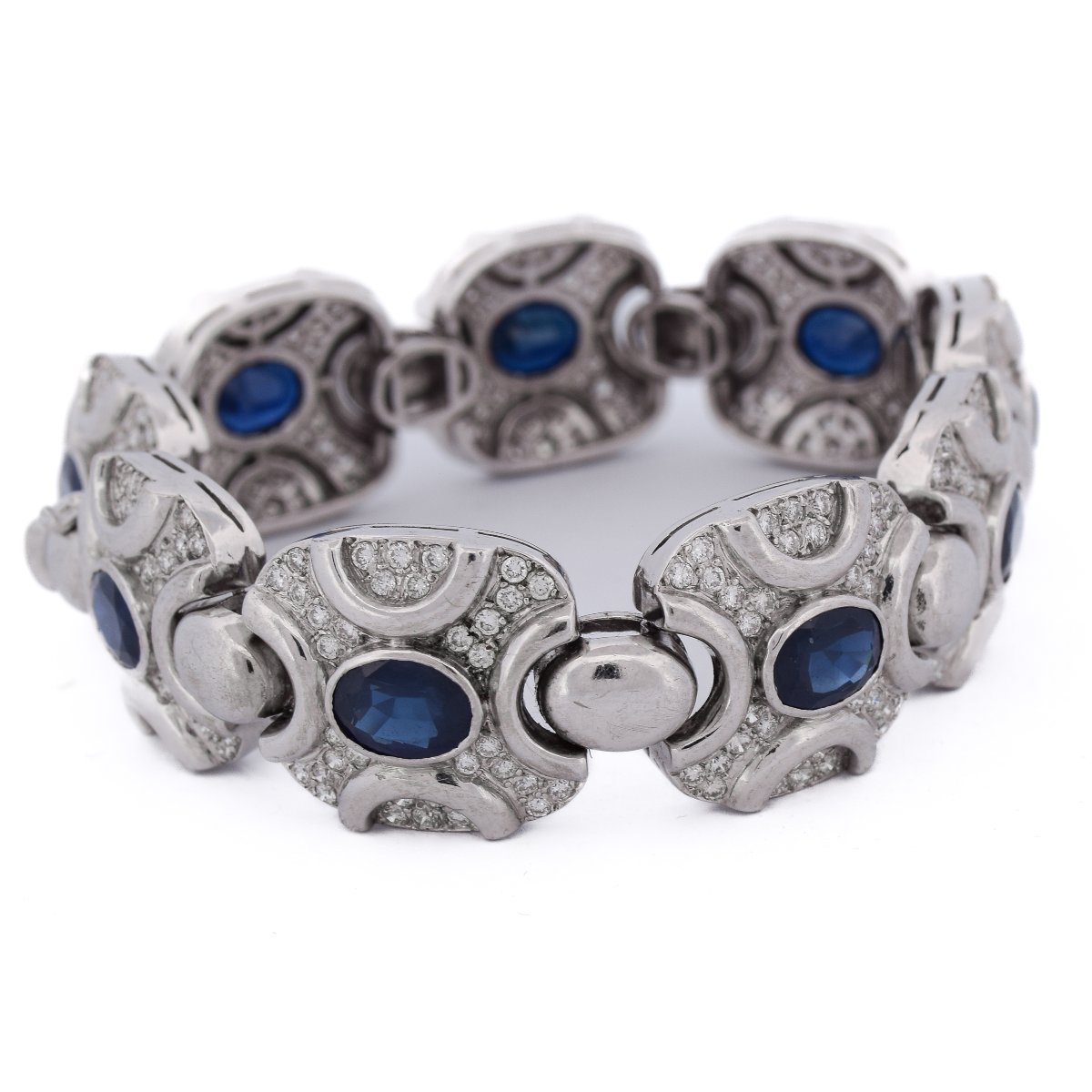 Bracciale vintage in oro 18 kt con zaffiri e diamanti    BR6 (00979)-photo-3