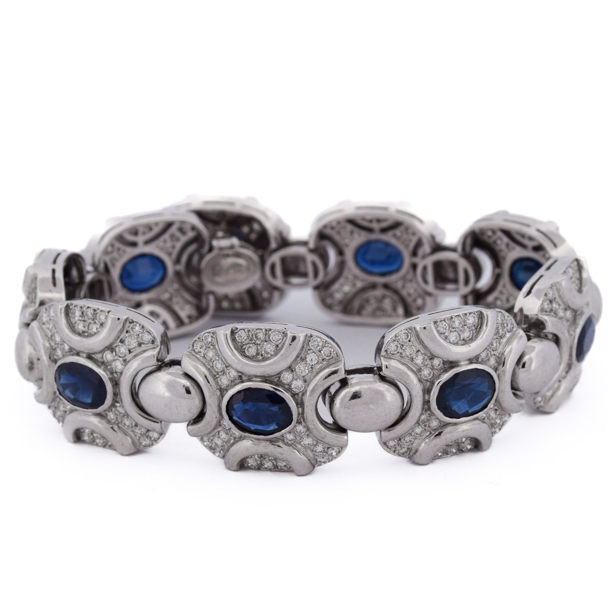 Bracciale vintage in oro 18 kt con zaffiri e diamanti    BR6 (00979)-photo-2