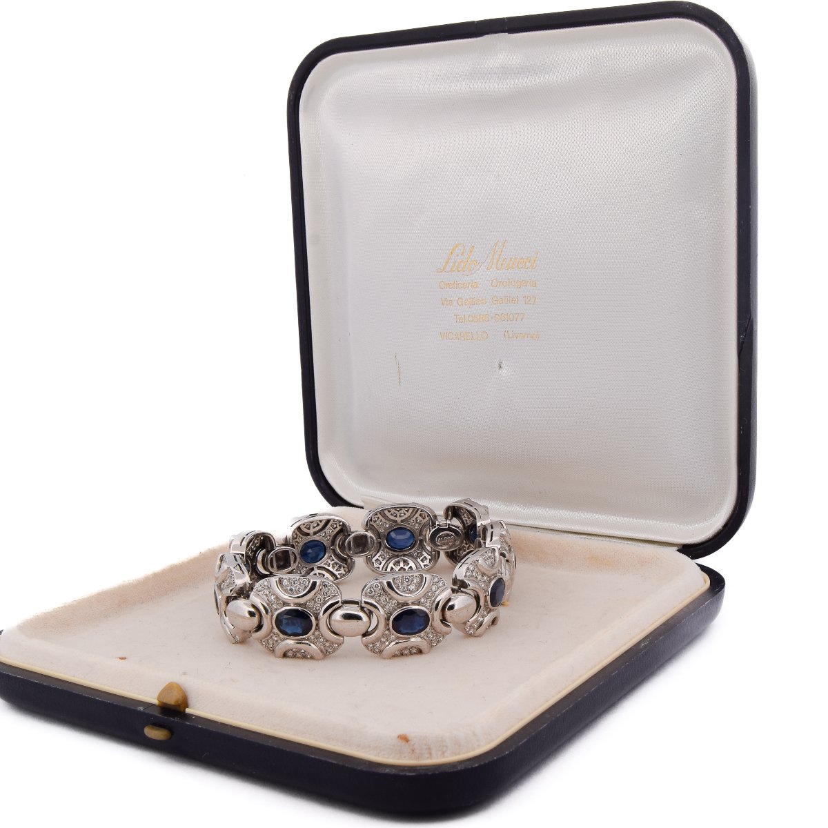 Bracciale vintage in oro 18 kt con zaffiri e diamanti    BR6 (00979)-photo-3