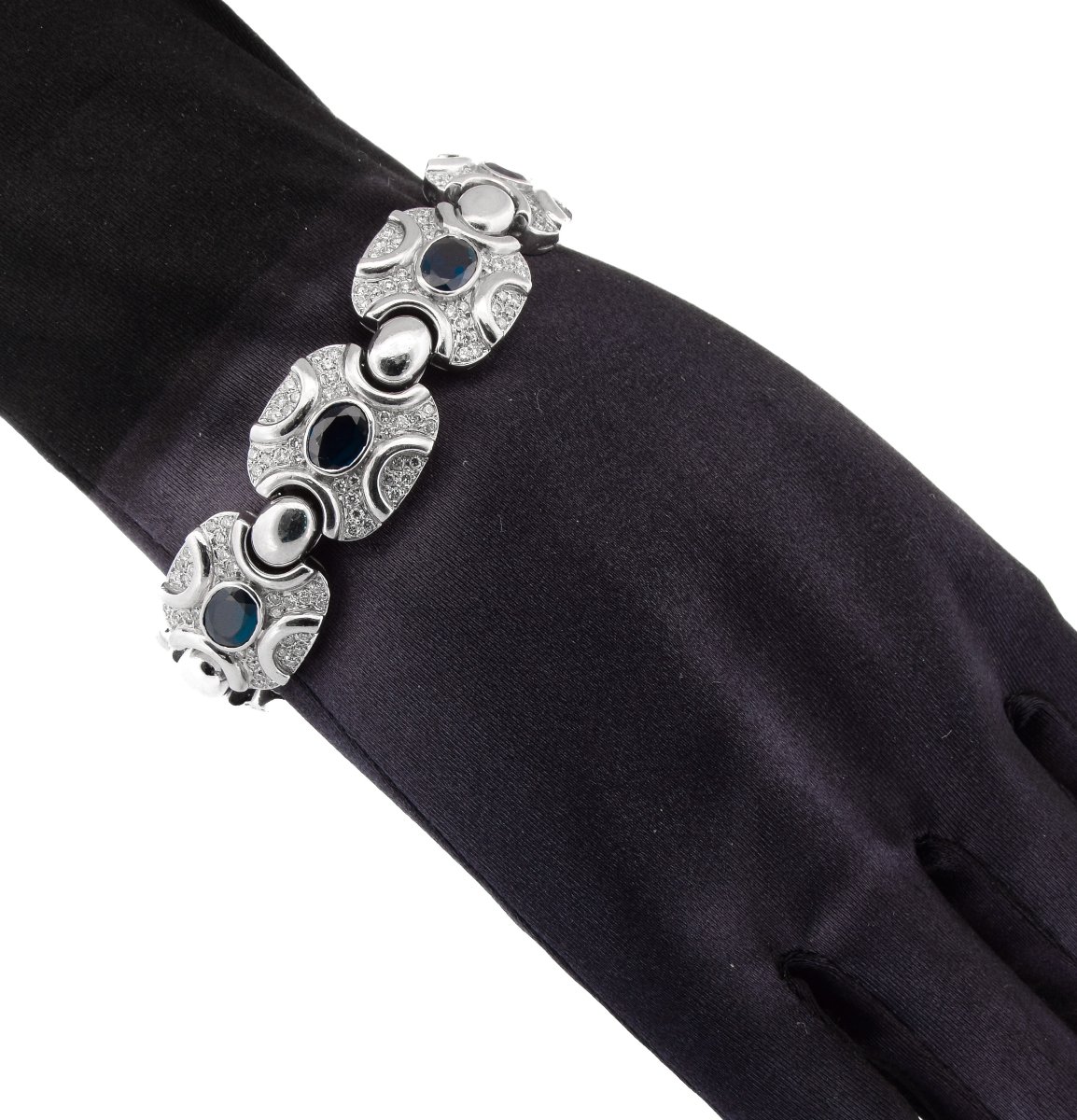 Bracciale vintage in oro 18 kt con zaffiri e diamanti    BR6 (00979)-photo-4