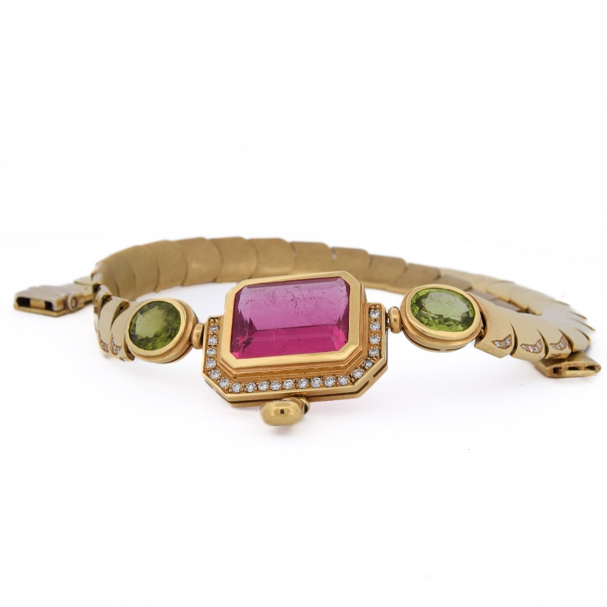 Collana Mancadori Oro Giallo 18kt Tormalina Peridoti Diamanti (CL103)-photo-2