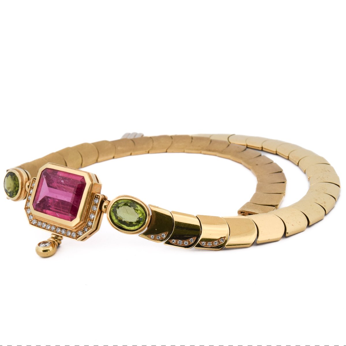 Collana Mancadori Oro Giallo 18kt Tormalina Peridoti Diamanti (CL103)-photo-3