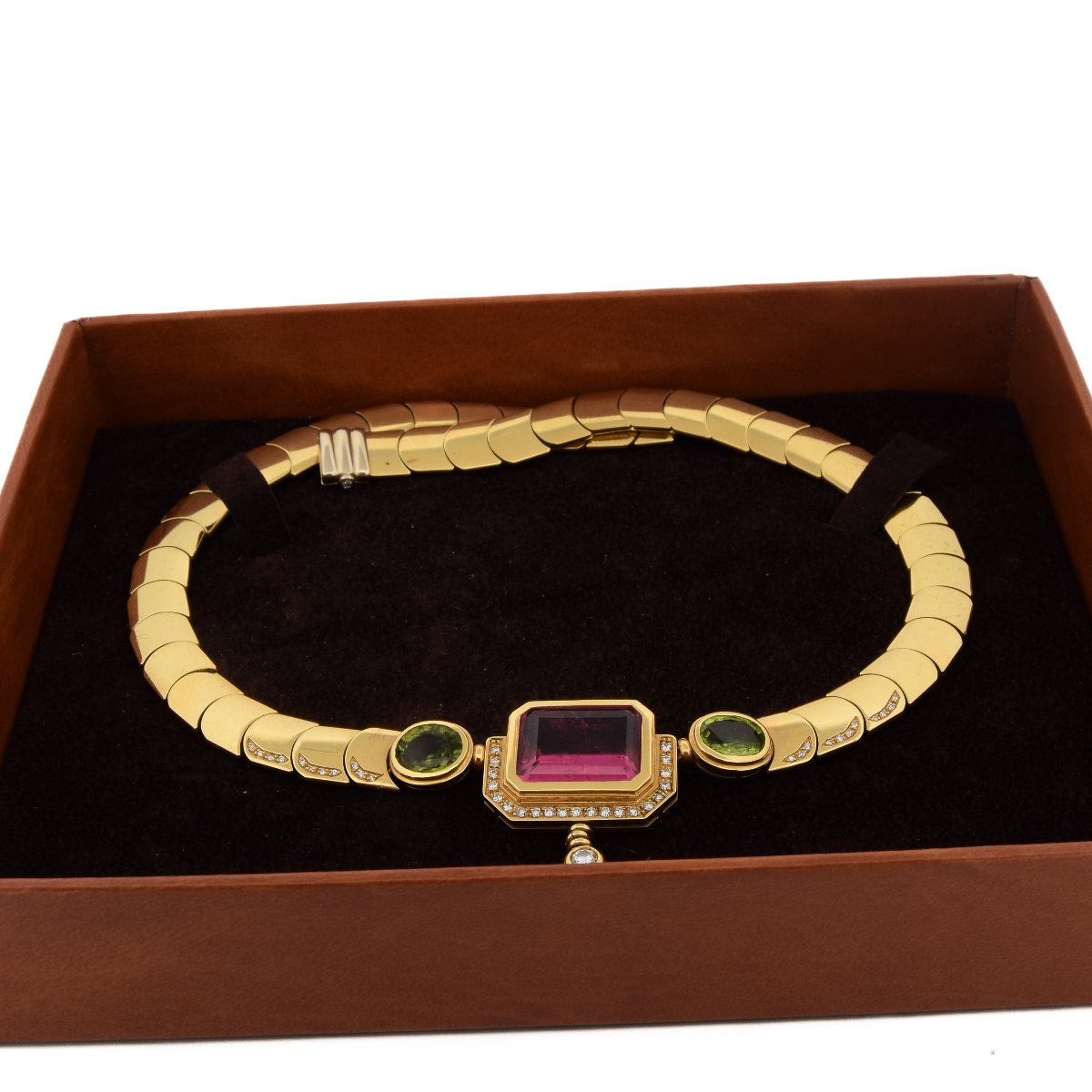 Collana Mancadori Oro Giallo 18kt Tormalina Peridoti Diamanti (CL103)-photo-5