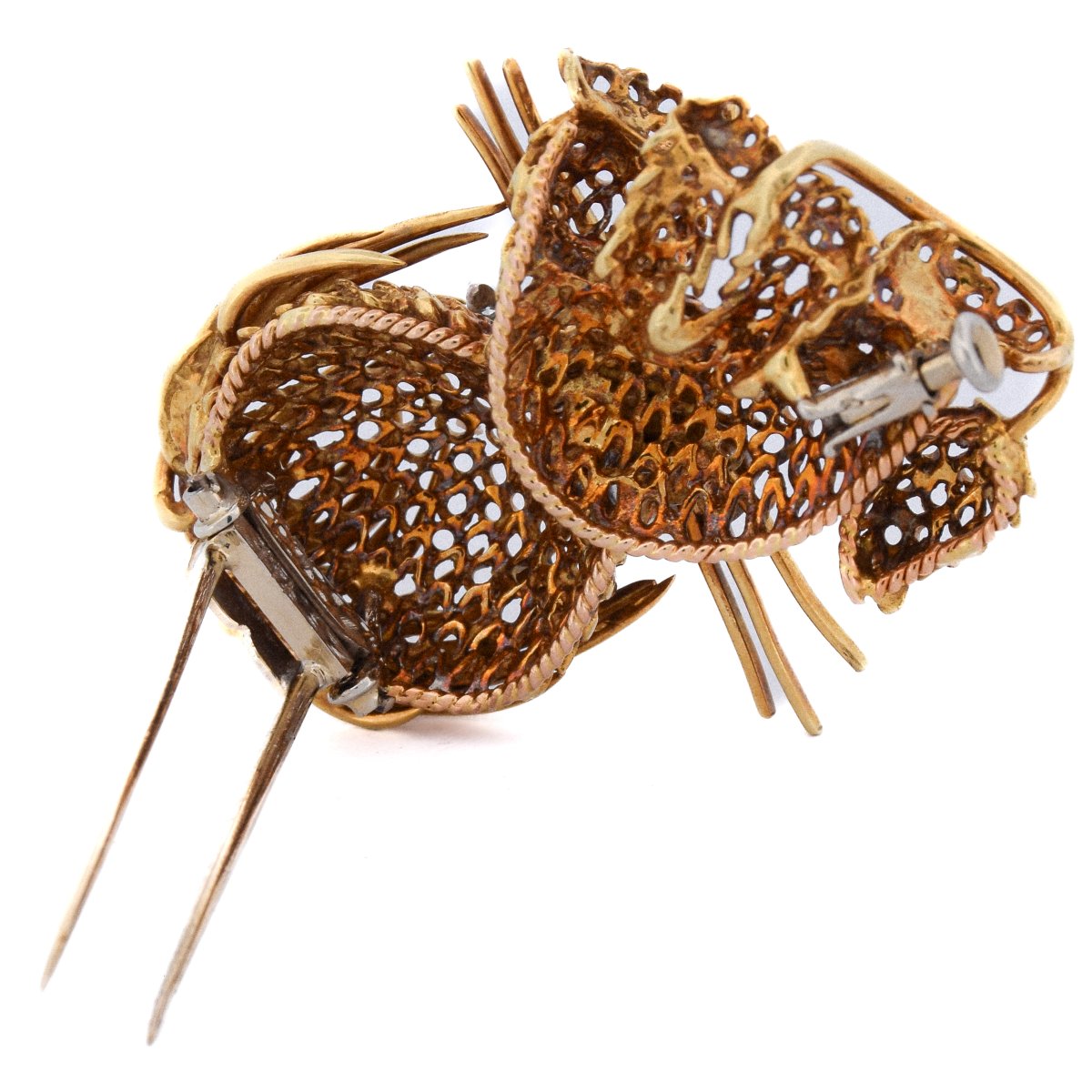 Spilla Leone Vintage Oro 18kt Diamanti 0,46 ct Smeraldi   SP27 116-46 (00329)-photo-2