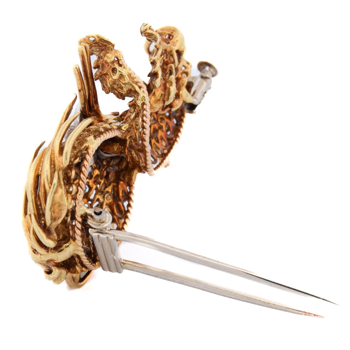 Spilla Leone Vintage Oro 18kt Diamanti 0,46 ct Smeraldi   SP27 116-46 (00329)-photo-3