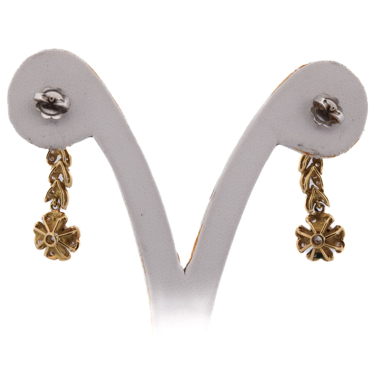 Orecchini Vintage Oro 18kt Diamanti 1,60 ct Motivo Floreale   OR114 (00219)-photo-3