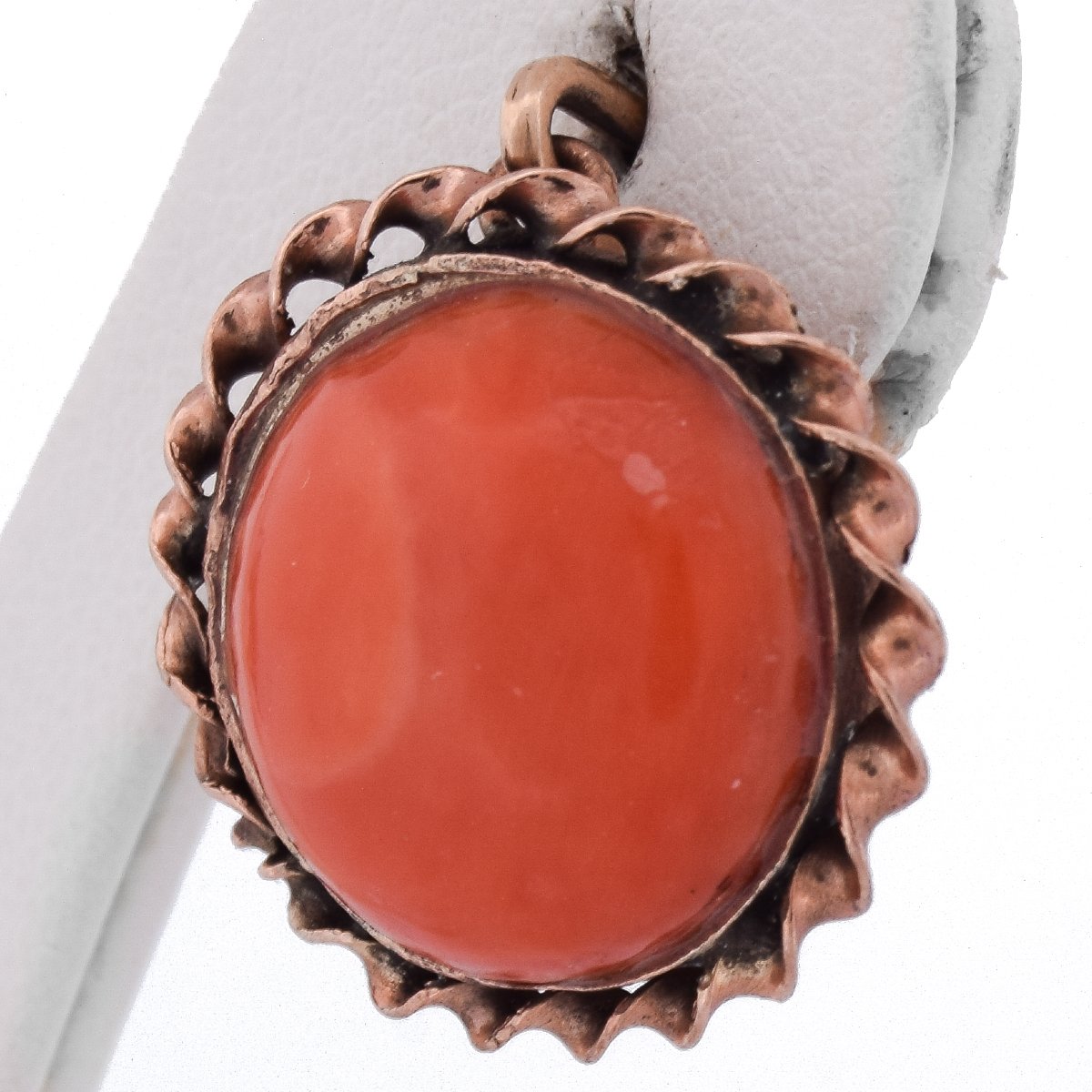 Orecchini Vintage Oro 12kt Corallo Cabochon   OR198 107-125 (0049)-photo-3