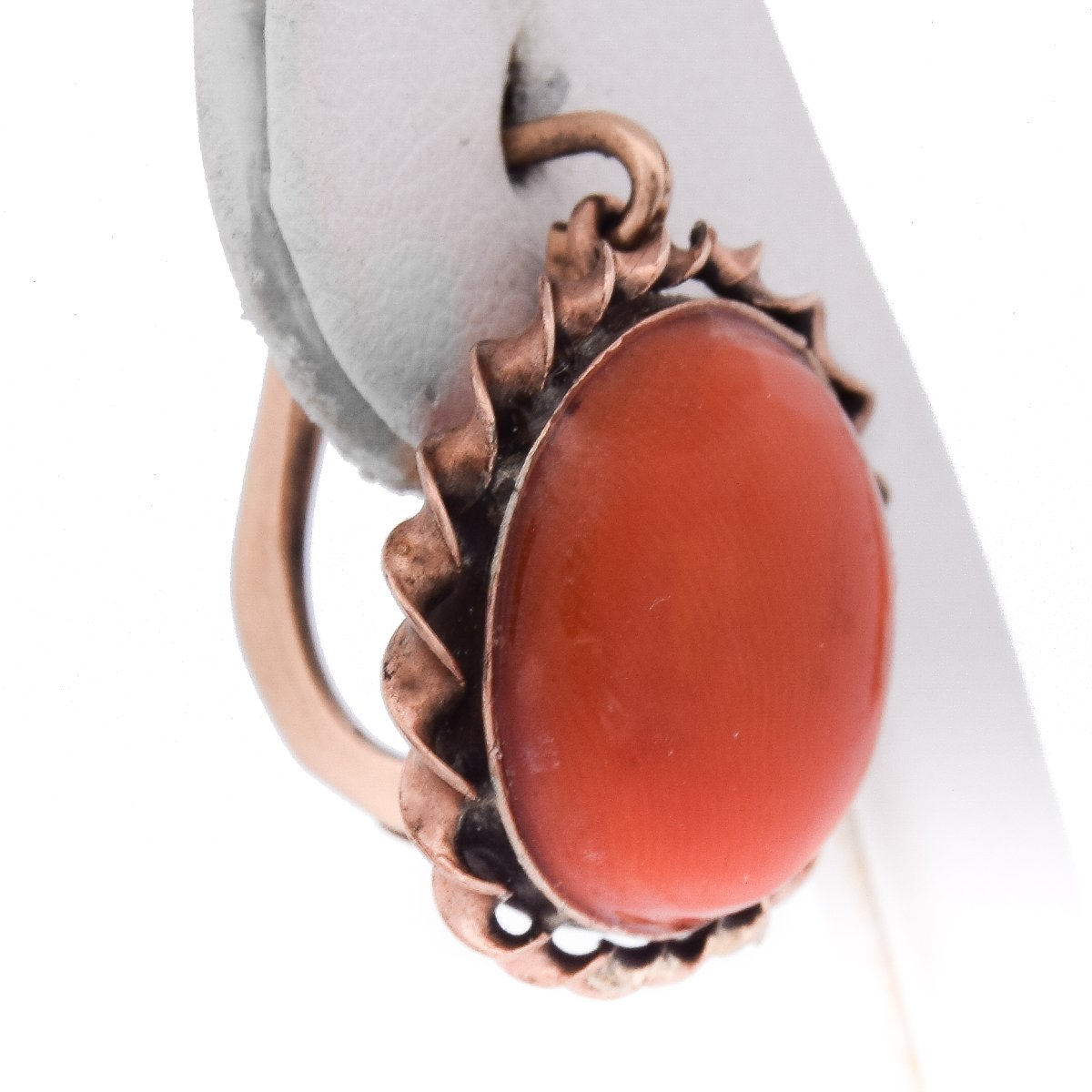 Orecchini Vintage Oro 12kt Corallo Cabochon   OR198 107-125 (0049)-photo-3