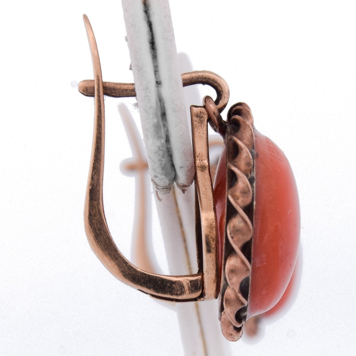 Orecchini Vintage Oro 12kt Corallo Cabochon   OR198 107-125 (0049)-photo-4