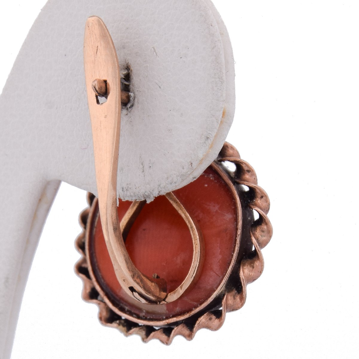 Orecchini Vintage Oro 12kt Corallo Cabochon   OR198 107-125 (0049)-photo-5