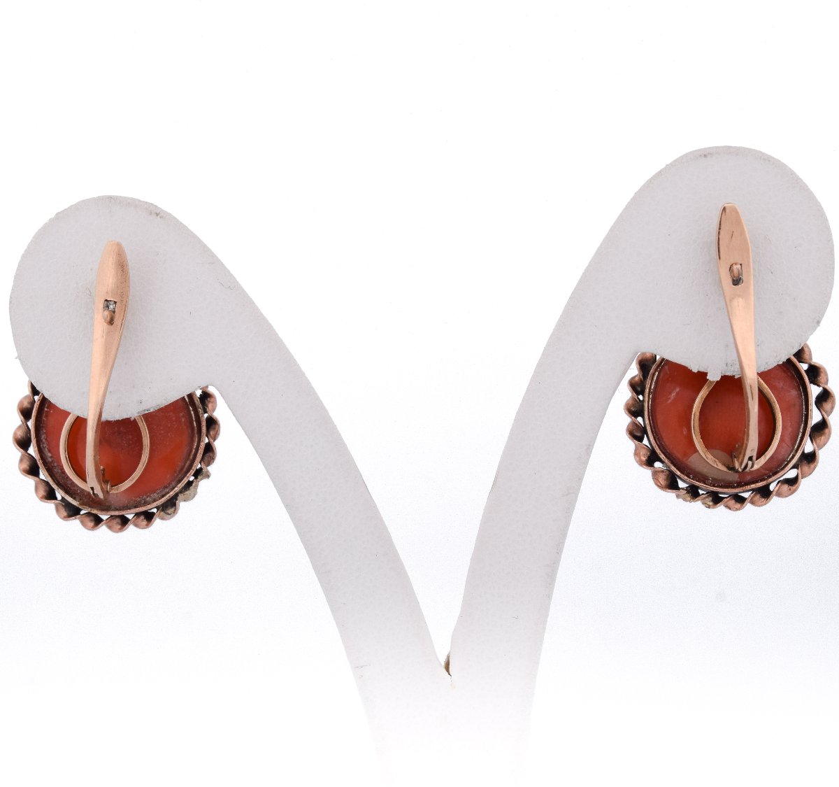 Orecchini Vintage Oro 12kt Corallo Cabochon   OR198 107-125 (0049)-photo-6