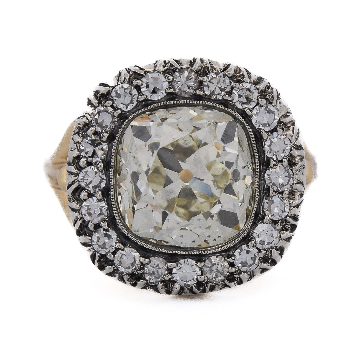 Anello Vittoriano Oro 18kt Argento Diamante 3,90 Carati   AN604 (000419)