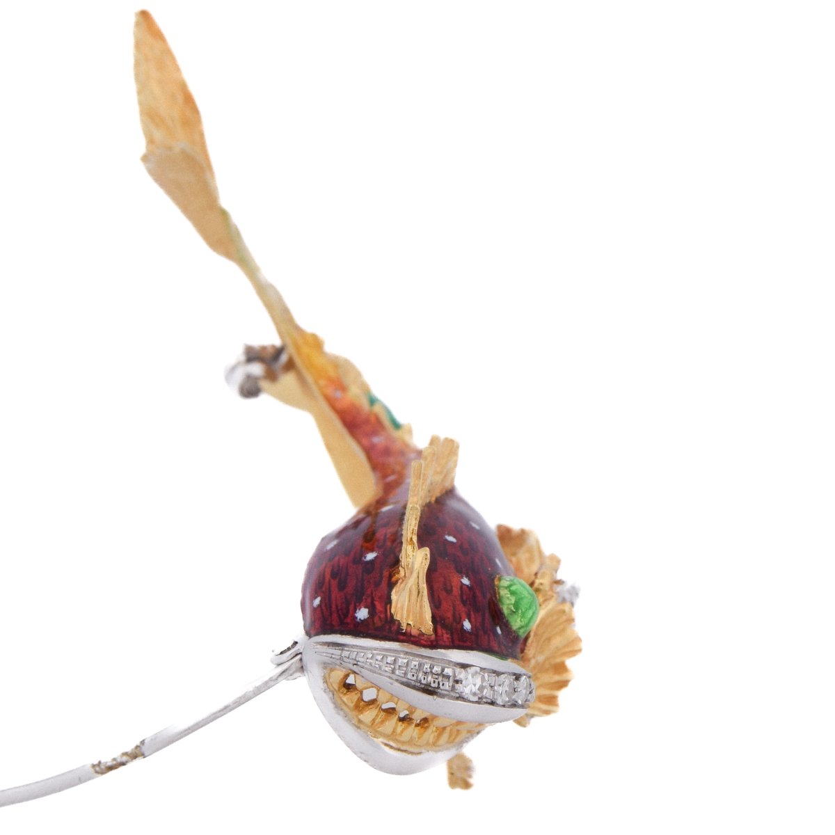 Spilla Pesce Vintage Oro 18kt Smalto e Diamanti      SP43 116-62 (06329)-photo-3