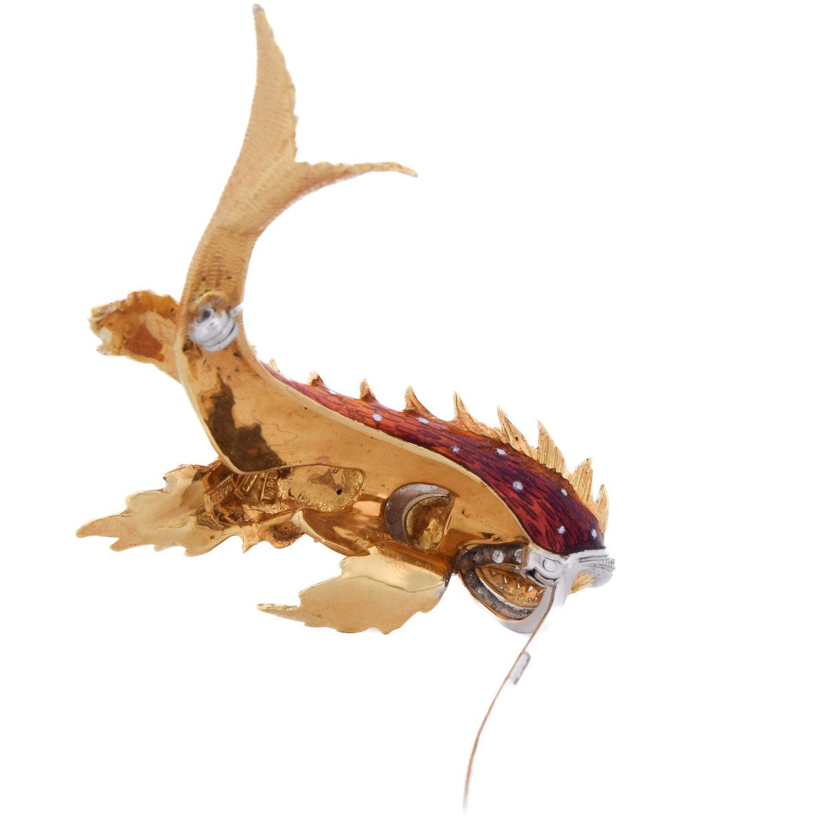 Spilla Pesce Vintage Oro 18kt Smalto e Diamanti      SP43 116-62 (06329)-photo-4