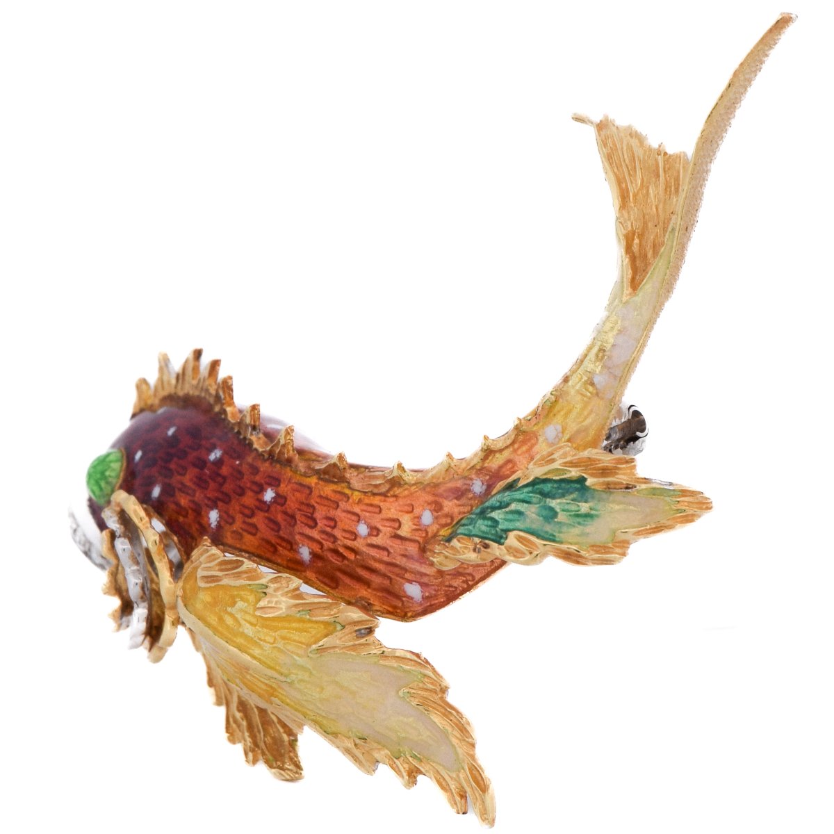 Spilla Pesce Vintage Oro 18kt Smalto e Diamanti      SP43 116-62 (06329)-photo-1