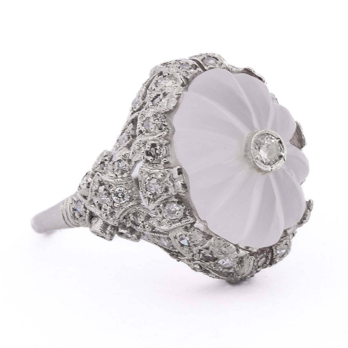 Anello Vintage Platino Diamanti Cristallo Di Rocca   AN594 P16 -(0389)-photo-2