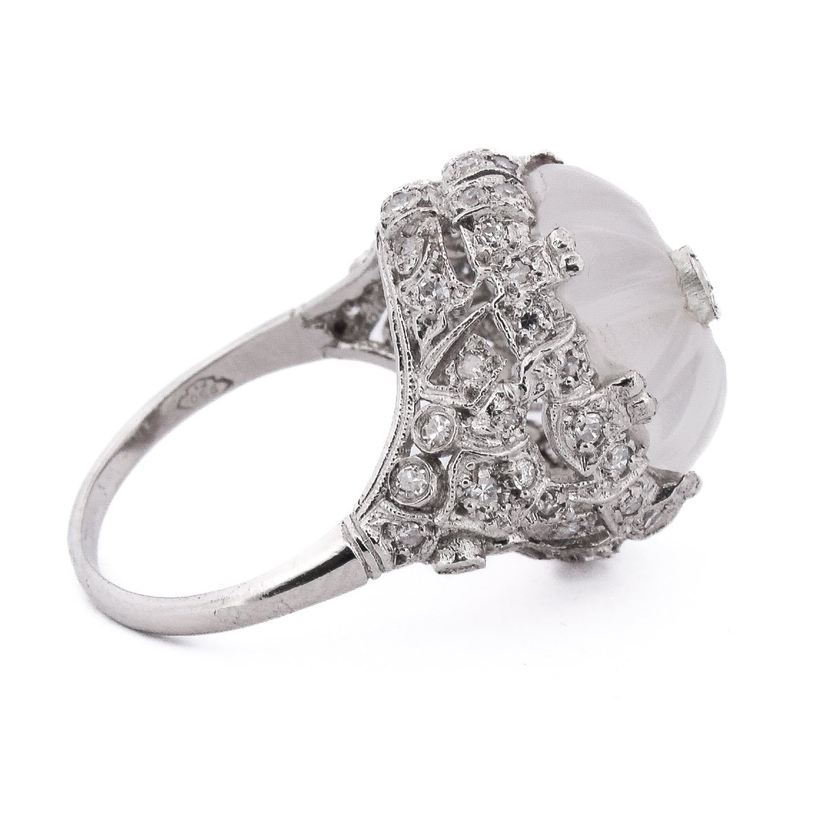 Anello Vintage Platino Diamanti Cristallo Di Rocca   AN594 P16 -(0389)-photo-3