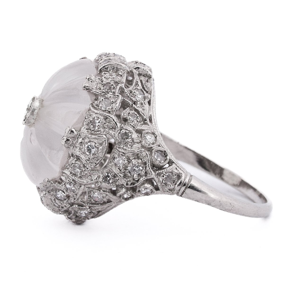 Anello Vintage Platino Diamanti Cristallo Di Rocca   AN594 P16 -(0389)-photo-1