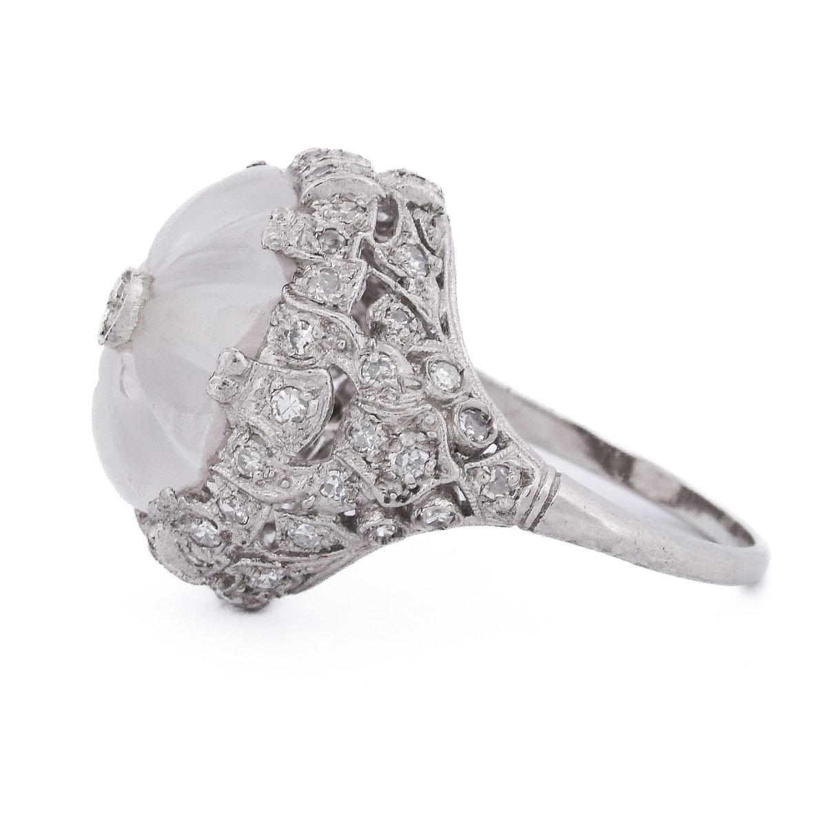 Anello Vintage Platino Diamanti Cristallo Di Rocca   AN594 P16 -(0389)-photo-2