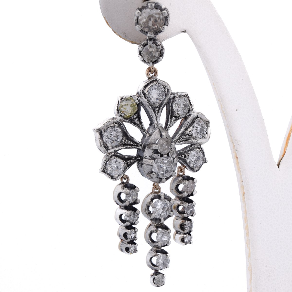 Orecchini Vittoriani Oro Argento Diamanti 9,50 Carati   OR233-photo-2