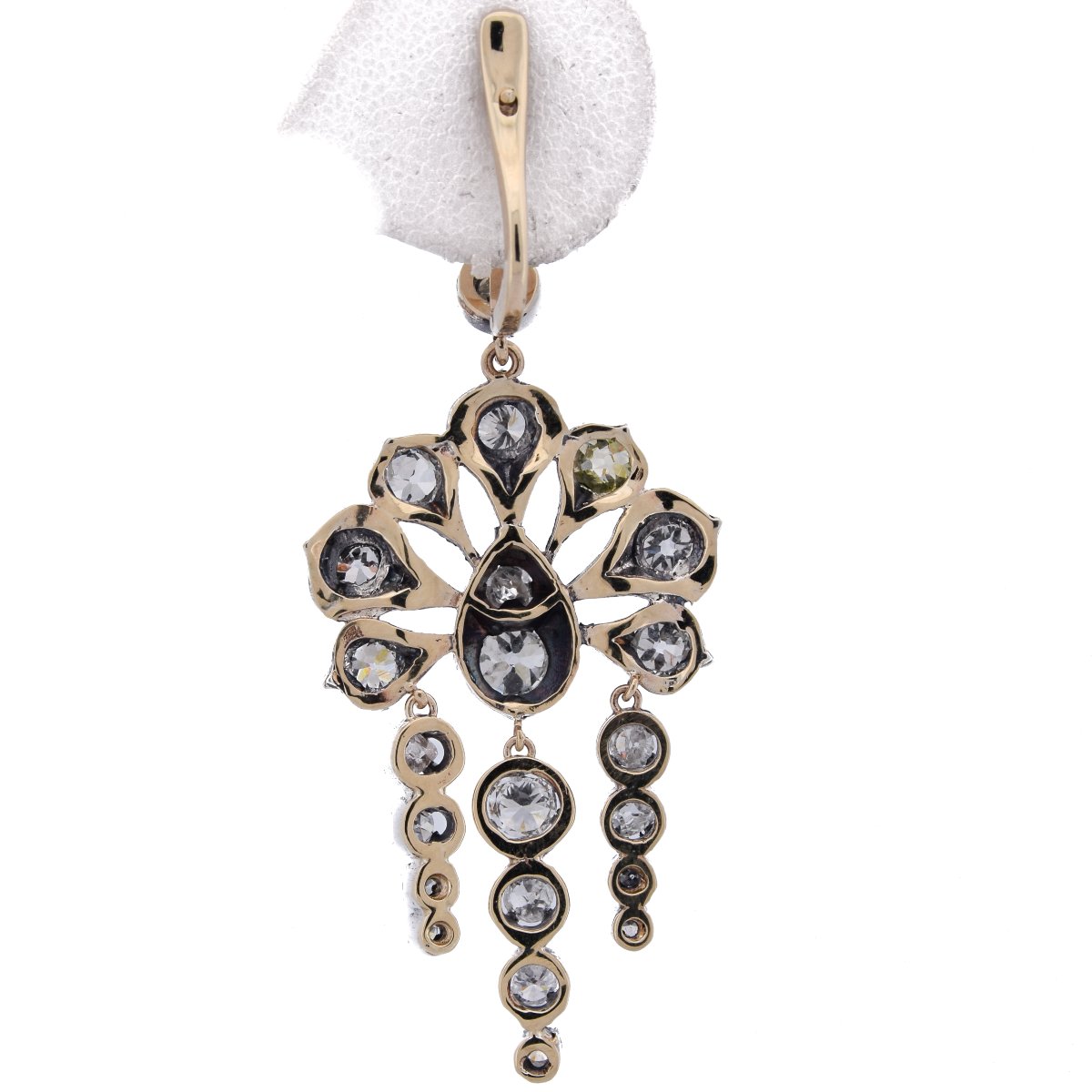 Orecchini Vittoriani Oro Argento Diamanti 9,50 Carati   OR233-photo-3