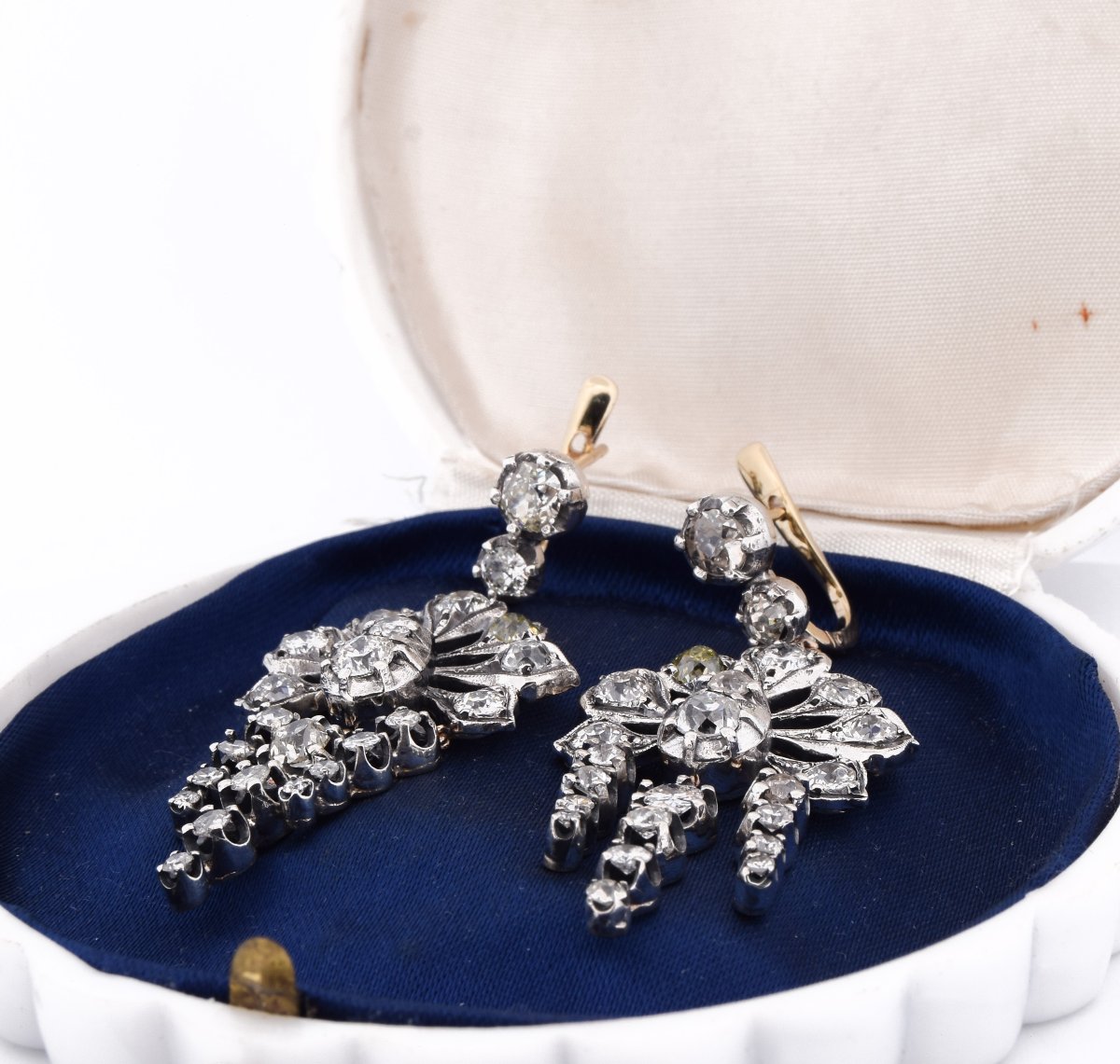 Orecchini Vittoriani Oro Argento Diamanti 9,50 Carati   OR233-photo-1