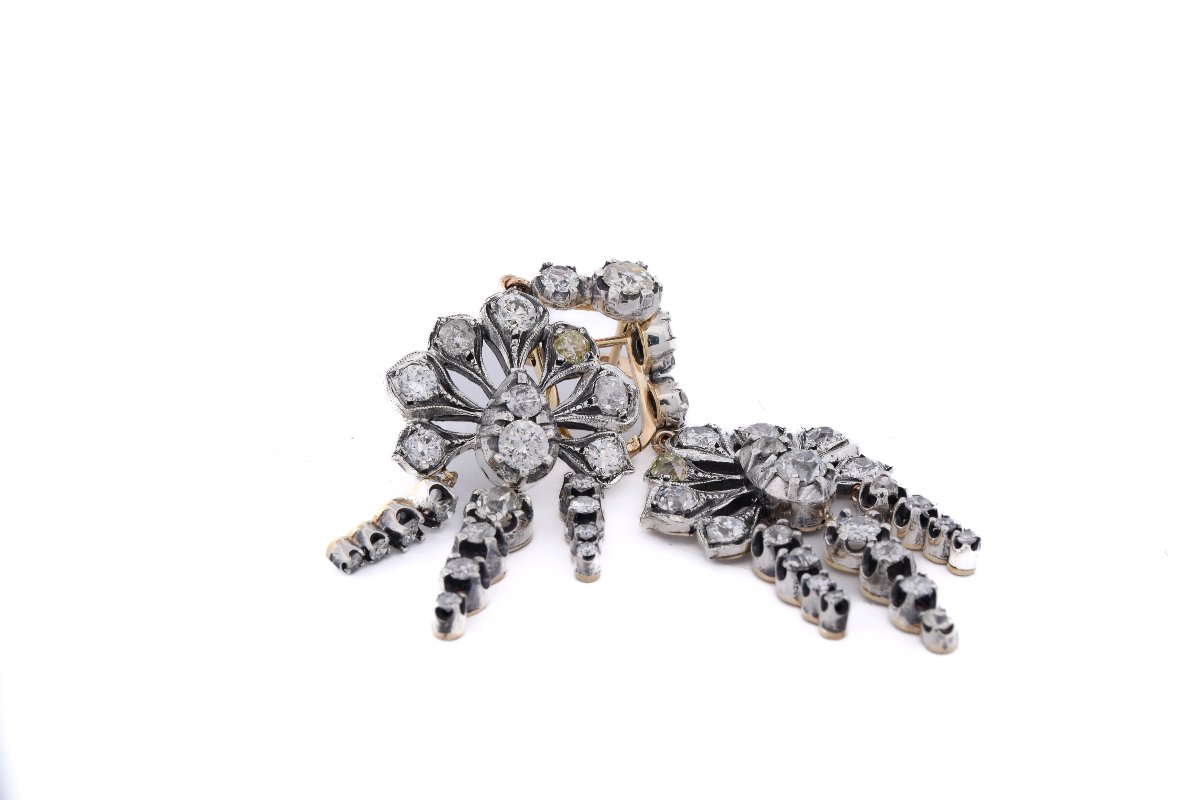 Orecchini Vittoriani Oro Argento Diamanti 9,50 Carati   OR233-photo-2